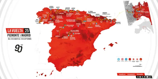 Vuelta a España 2025: le 21 tappe con l’inedito arrivo a Novara